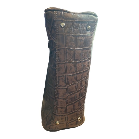 Wilson's Leather Faux Reptile Handbag Tote Large Brown - Picture 8 of 9